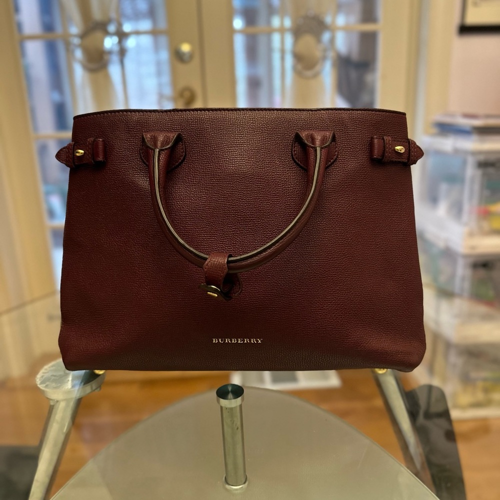 Burberry Deep Red Leather Tote